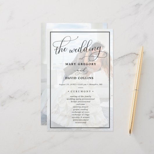 Faux Vellum Effect Overlay Photo Wedding Ceremony (Voorkant / Achterkant in situ)