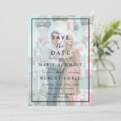 Faux Vellum Effect Photo Weddenschap Save the Date Kaart (Staand voorkant)