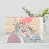 Faux Vellum Effect TWEE Foto Bruiloft Save the Dat Date (Staand voorkant)