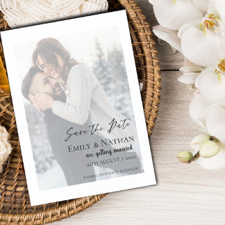 Faux Vellum Effect Wedding Photo Save the Date Magnetische Uitnodiging