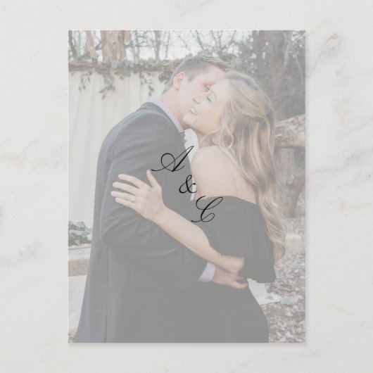 Faux Vellum Elegant Script Foto Sla de datum op Uitnodiging Briefkaart (Voorkant)