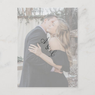Faux Vellum Elegant Script Photo Save the Date Uitnodiging Briefkaart