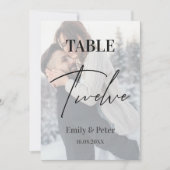 Faux Vellum Foto Bruiloft Twaalf Tafelnummer (Voorkant)