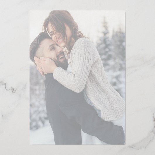 Faux Vellum Multi Foto Bruiloft Save The Date Folie Uitnodiging (Achterkant)