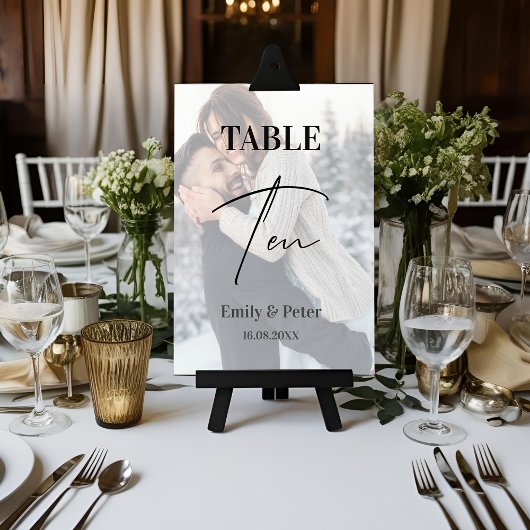 Faux Vellum Photo Mariage Dix Numéro De Table
