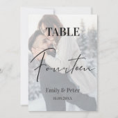 Faux Vellum Photo Mariage Quatorze Numéro de table (Devant)