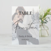 Faux Vellum Photo Mariage Quatorze Numéro de table (Debout devant)