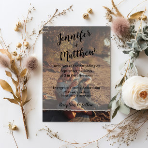 Faux Vellum Photo Overlay Custom Wedding Kaart