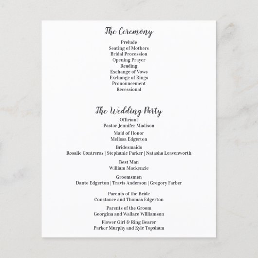 Faux Vellum Photo Overlay Custom Wedding Programme (Achterkant)