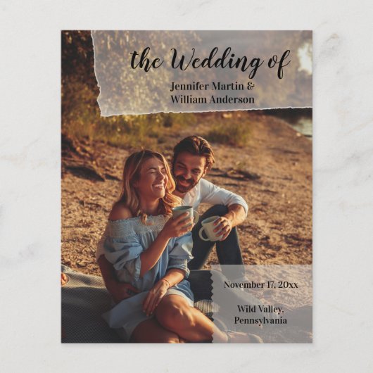Faux Vellum Photo Overlay Custom Wedding Programme (Voorkant)