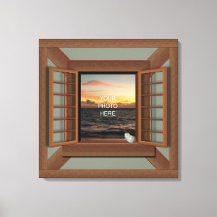 Faux-venster met aangepaste scènes voor dodewand canvas afdruk