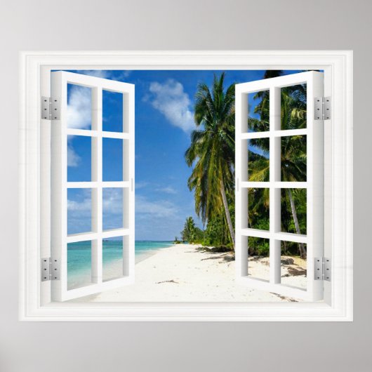 Faux-venster met Beach en Ocean Custom Sizes! Pos Poster (Voorkant)