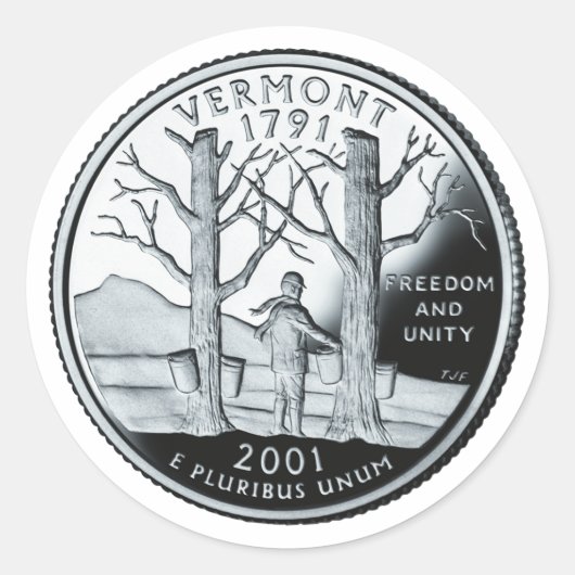 Faux Vermont State Quarter Ronde Sticker (Voorkant)