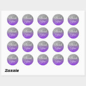 Faux Violet Silver Glitter Hartelijk dank Ronde Sticker (Vel)