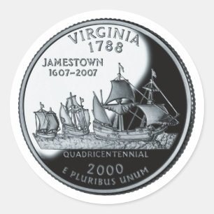 Faux Virginia State Quarter Ronde Sticker