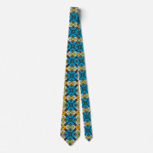 Faux vitrail cravate or et bleu (Devant)