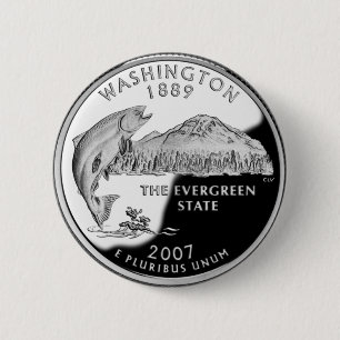 Faux Washington State Quarter Ronde Button 5,7 Cm