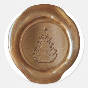 Faux-waszegel - koper - XMAS TREE Ronde Sticker