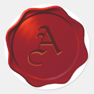 Faux Wax Seal 2 met uw keuze van initiaal! Ronde Sticker