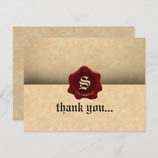 Faux Wax Seal and Parchment Gothic Bedankkaart (Voorkant / Achterkant)