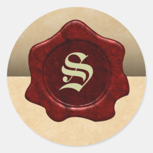 Faux Wax Seal and Parchment  Gothic Ronde Sticker