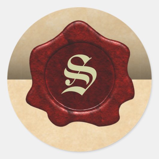 Faux Wax Seal and Parchment  Gothic Ronde Sticker (Voorkant)