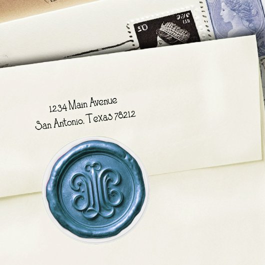 Faux Wax Seal Deep Impression Blue 2 Ronde Sticker
