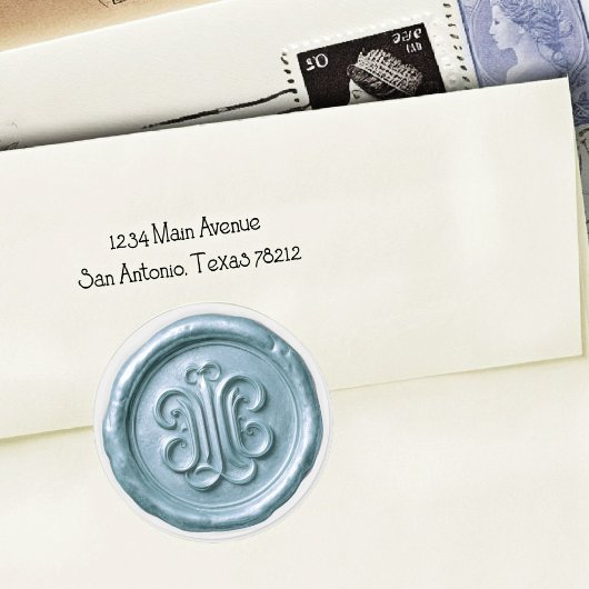 Faux Wax Seal Deep Impression Blue 3 Ronde Sticker