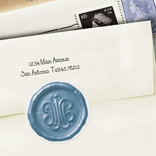 Faux Wax Seal Deep Impression Blue Ronde Sticker