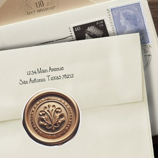 Faux Wax Seal Deep Impression Gold Ronde Sticker