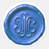 Faux Wax Seal Deep Impression True Blue Ronde Sticker (Voorkant)