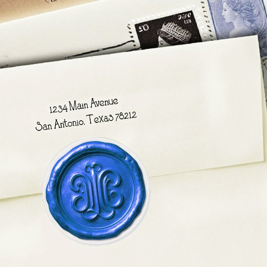Faux Wax Seal Deep Impression True Blue Ronde Sticker