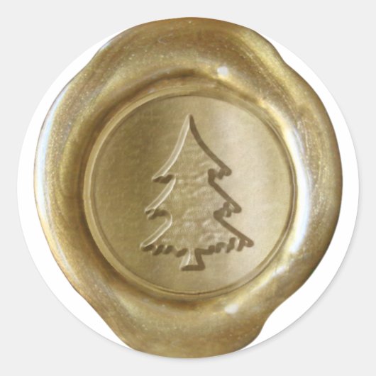 Faux Wax Seal - Goud - KERSTBOOM II Ronde Sticker (Voorkant)