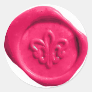 Faux Wax Seal in Roze Ronde Sticker