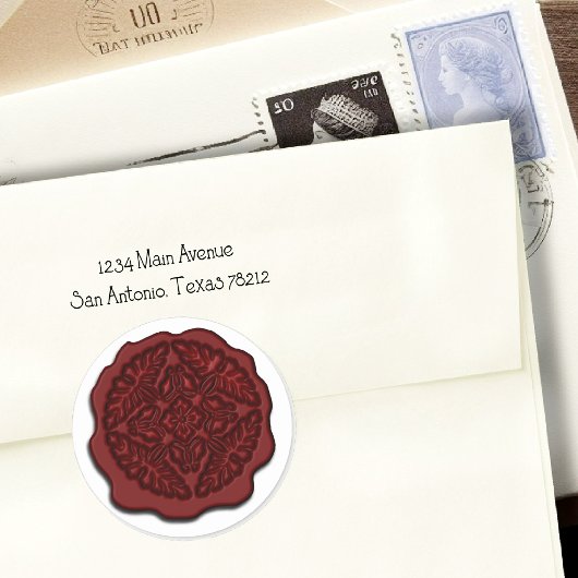 Faux Wax Seal, Red Ronde Sticker