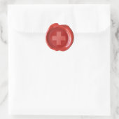 FAUX WAX SEAL - RED with WHITE CROSS Ronde Sticker (Tas)