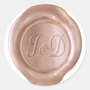 Faux Wax Seal - Roos Goud - J&D Custom Ronde Sticker