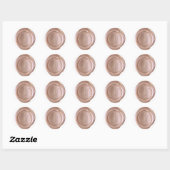 Faux Wax Seal - Roos Goud - Script M Ronde Sticker (Vel)
