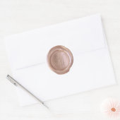Faux Wax Seal - Roos Goud - Script M Ronde Sticker (Envelop)