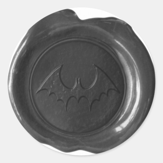 Faux Wax Seal - Zwart - BAT 02 Ronde Sticker (Voorkant)