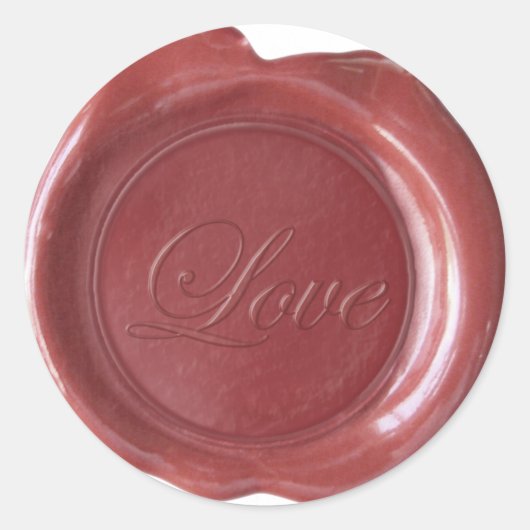 Faux Wax Seals - Bordeaux Script - Liefde Ronde Sticker (Voorkant)