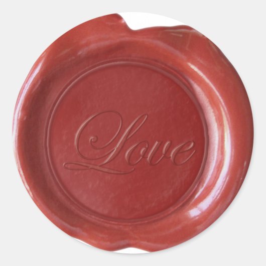 Faux Wax Seals - Donkerrood Script - Liefde Ronde Sticker (Voorkant)
