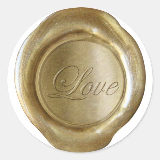 Faux Wax Seals - Gouden Script - Liefde Ronde Sticker (Voorkant)