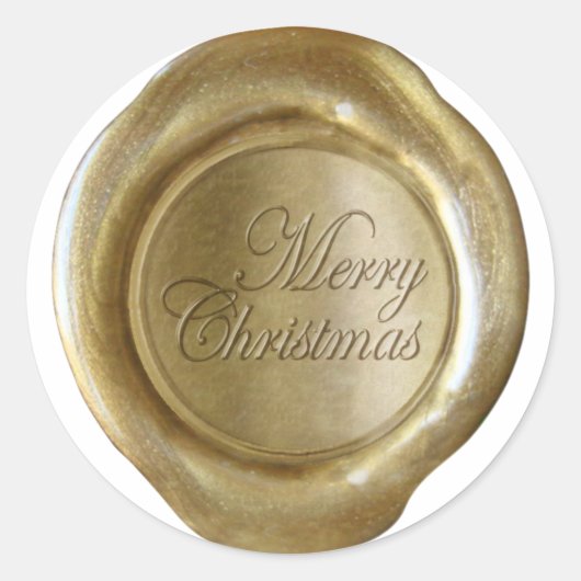 Faux Wax Seals - Gouden Script - Merry Christmas Ronde Sticker (Voorkant)