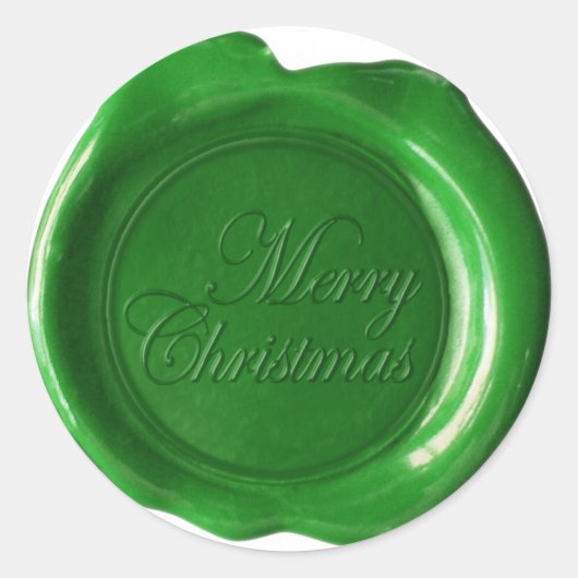 Faux Wax Seals - Groen Script - Vrolijk Kerstfeest Ronde Sticker (Voorkant)