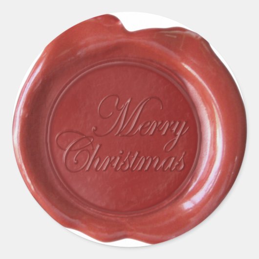 Faux Wax Seals - Rood Script - Vrolijk Kerstfeest Ronde Sticker (Voorkant)