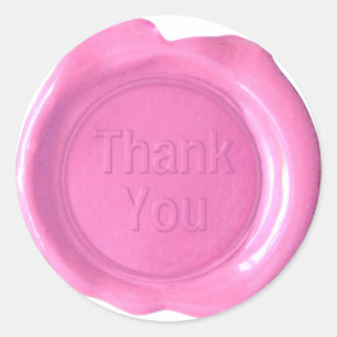 Faux Wax Seals - Roze - Vet - Dank u Ronde Sticker