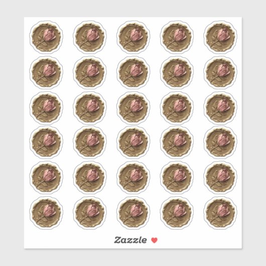 Faux Wax Stamp Envelope Seal Goud Roze Rose Bloem Sticker (Vel)
