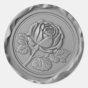 Faux Wax Stamp Envelope Seal Silver Roos Flower Ronde Sticker