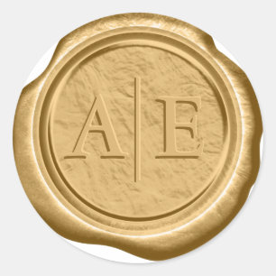 Faux Wax Wedding Initialen Donker Goud ID867 Ronde Sticker